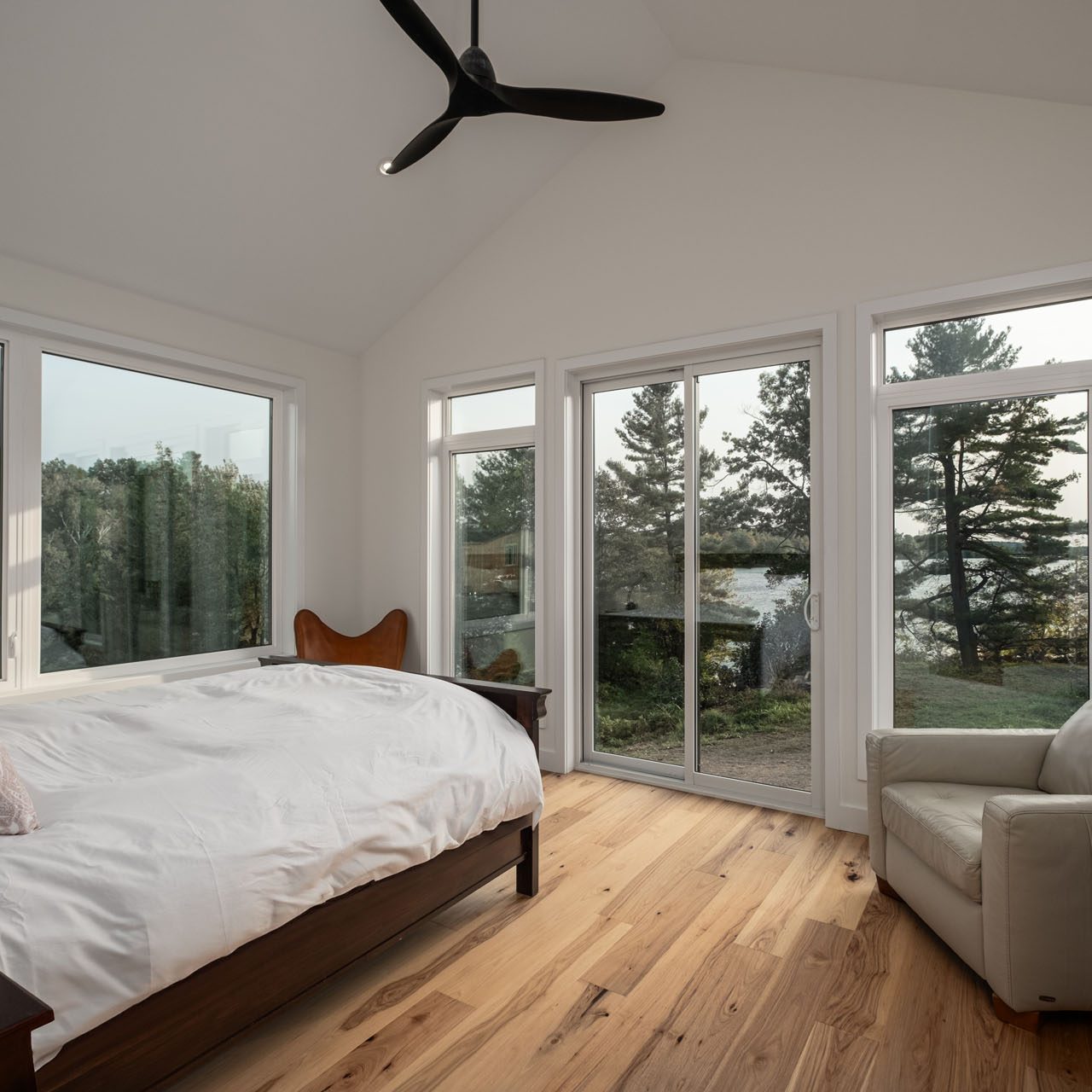 lake view from the bedroom - Photo from our custom home built project - Loughborough Lake New Home Build in South Frontenac, Ontario