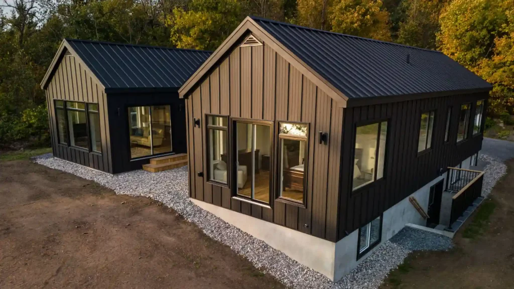 natural light on a house with black siding