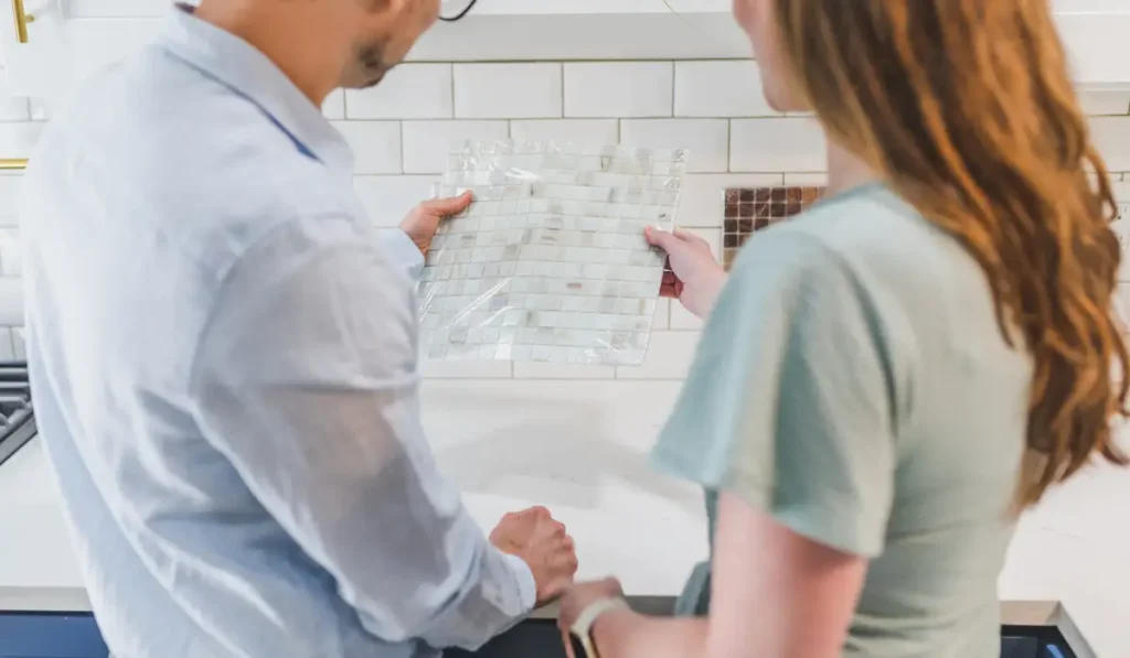 Couple looking at details