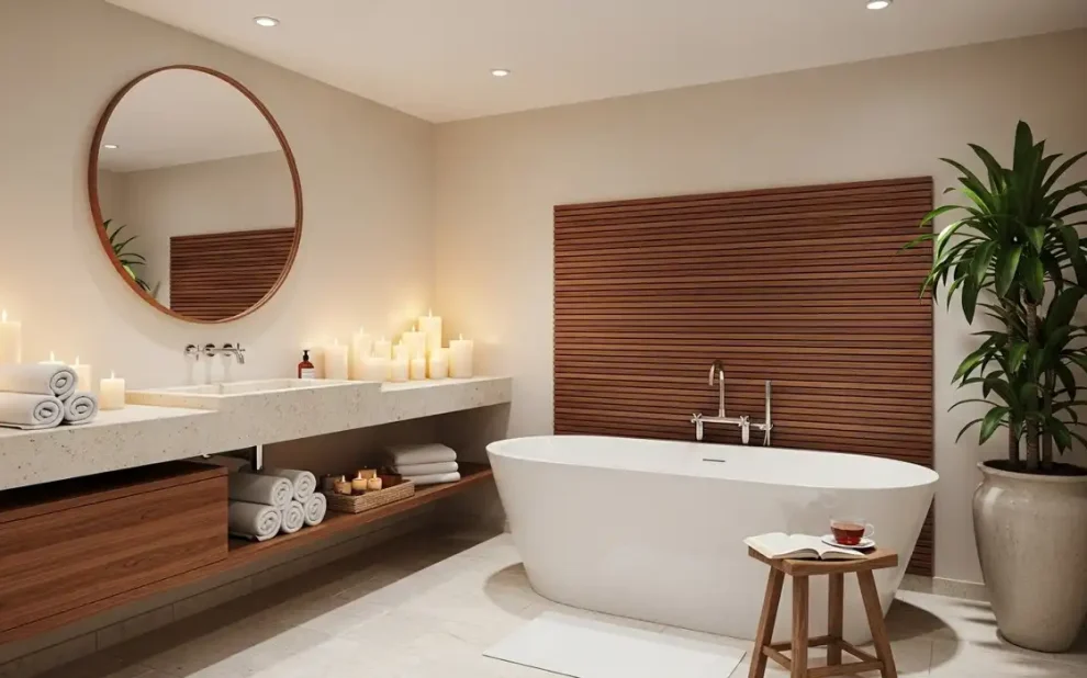 A luxury bathroom that looks like a spa