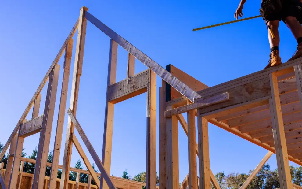 Wooden foundation of a house